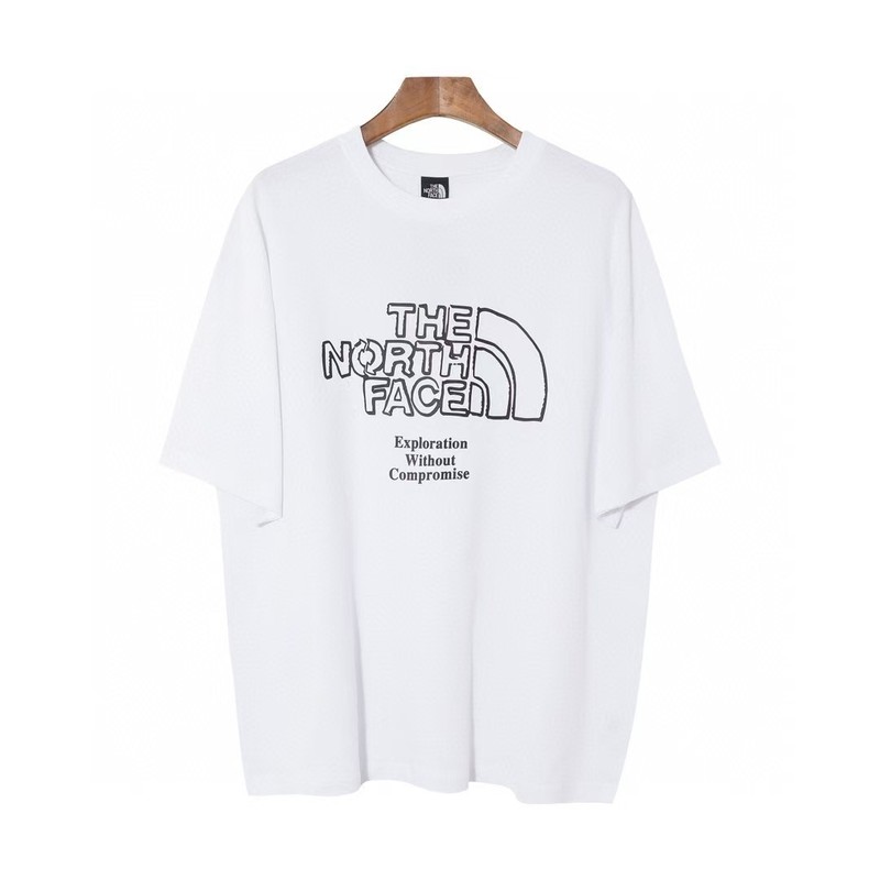 NTノースフェイスの純綿Tシャツの正しいバージョン、男性と女性用、カップル向けの同じスタイル、トレンディなプリント、幅広で多用途、カジュアル半袖|undefined