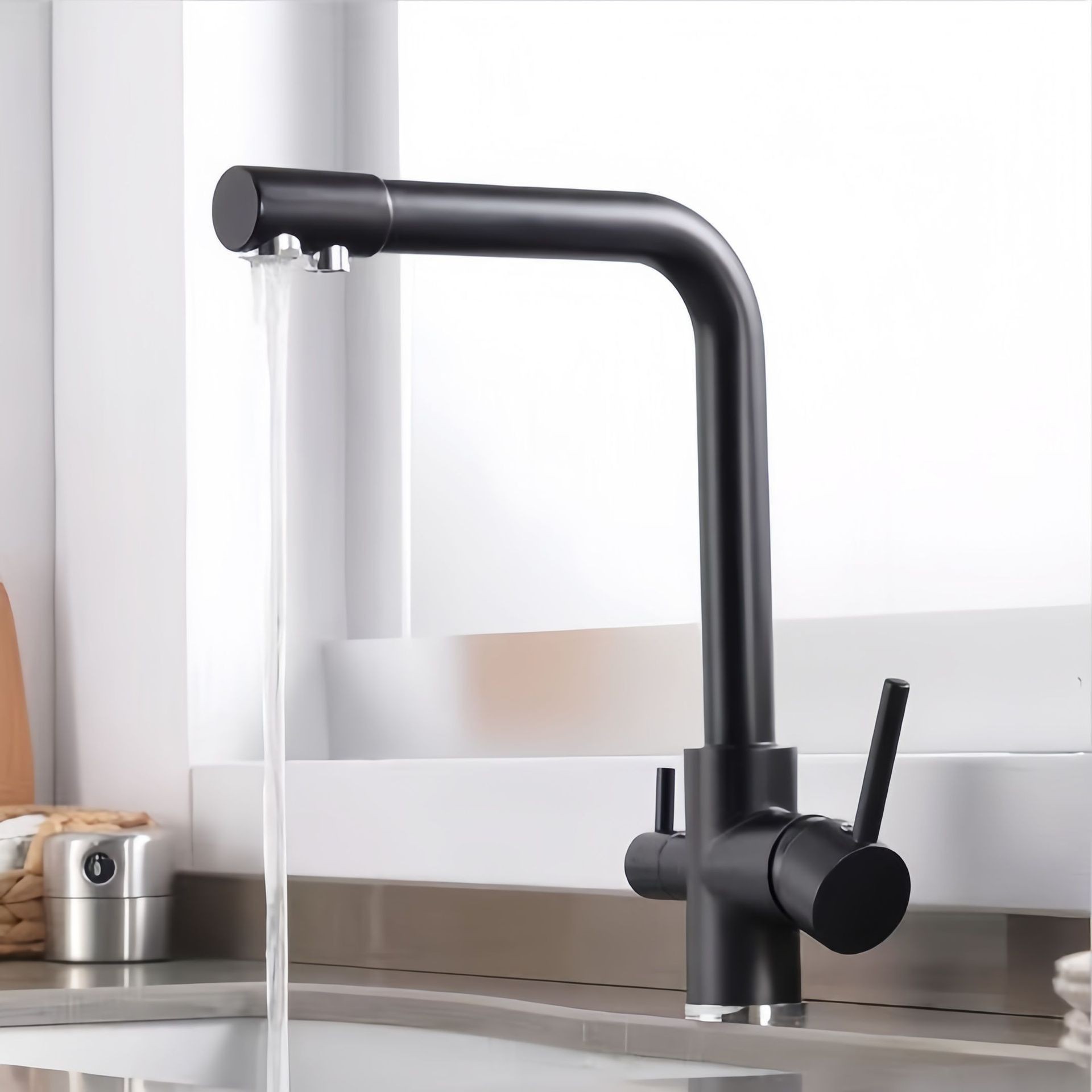 Grifo de Cocina con Purificador de Agua 3 en 1, Aleación de Zinc, Giratorio, para Cocina