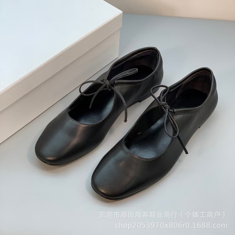 広東省産のトップバージョン！新しいメリージェーンのファッショナブルで多用途な浅い口のラムスキンストラップ付きフラットバレエシューズ|undefined