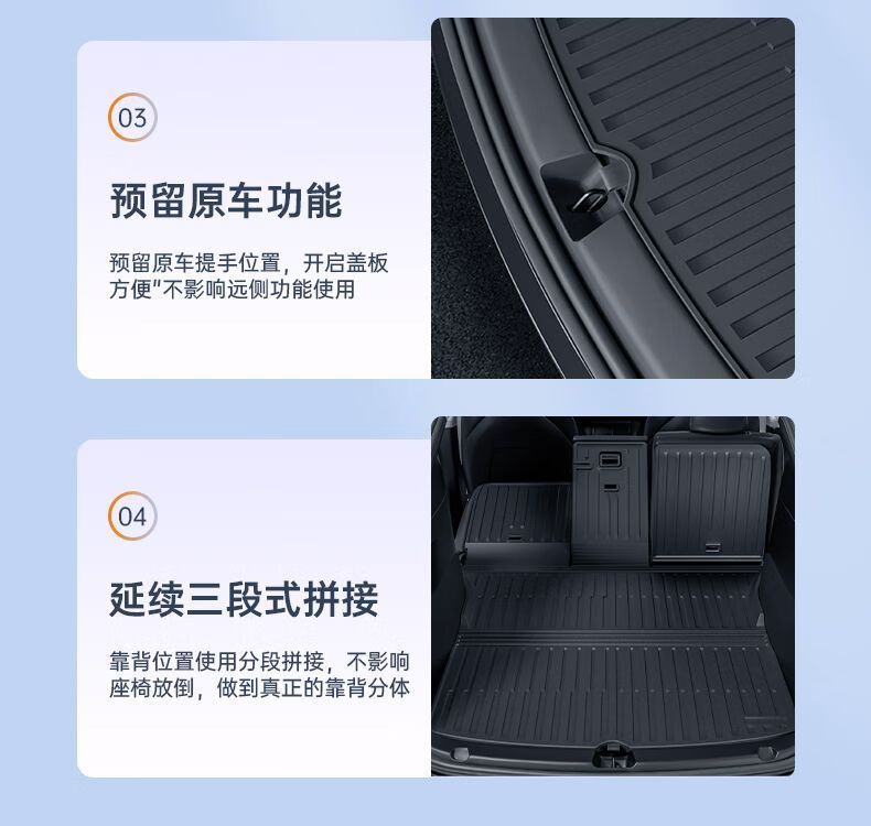 Suitable for the New Version of Tesla Model Y, the New Y/3 Integrated Trunk Mat and Backrest Mat Are Easy to Clean