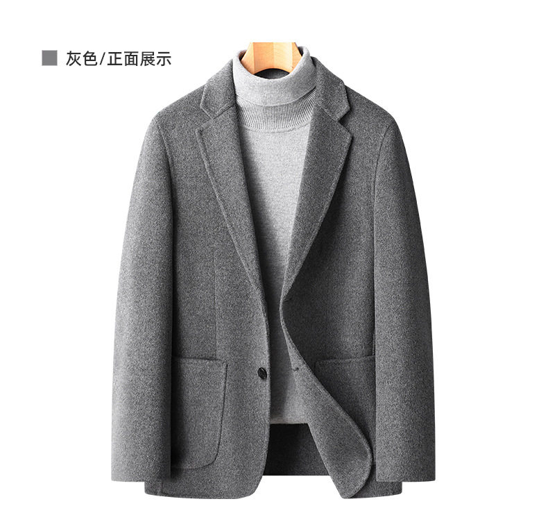 Áo vest nam dáng ôm cổ vest một hàng hai nút chất liệu len lông cừu — Màu xám, Màu đen, Vàng nghệ, Xanh Lam Xám chi tiết 17