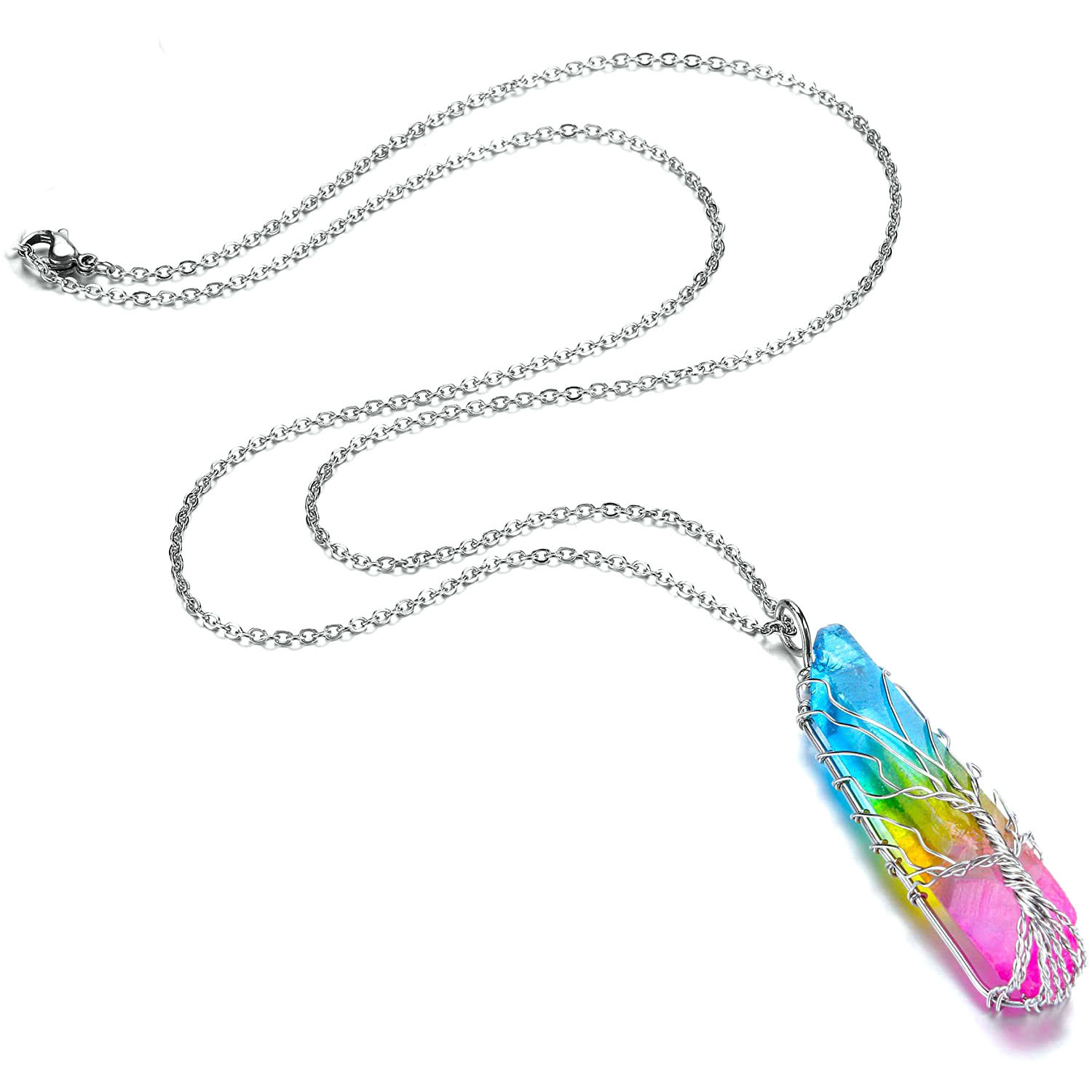 Fashion Gradient Color Glass Plating Unisex Pendant Necklace 1 Piece display picture 2