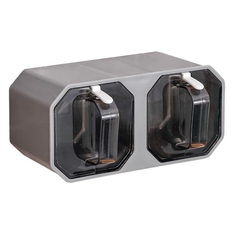 Caja de condimentos montada en la pared caja de condimentos ajustable sin ponche multifuncional condimento tarro combinación traje de almacenamiento MSG sal tarro