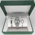 Rolex Three-Piece Set - Datejust Women's with Diamonds, Silver and White