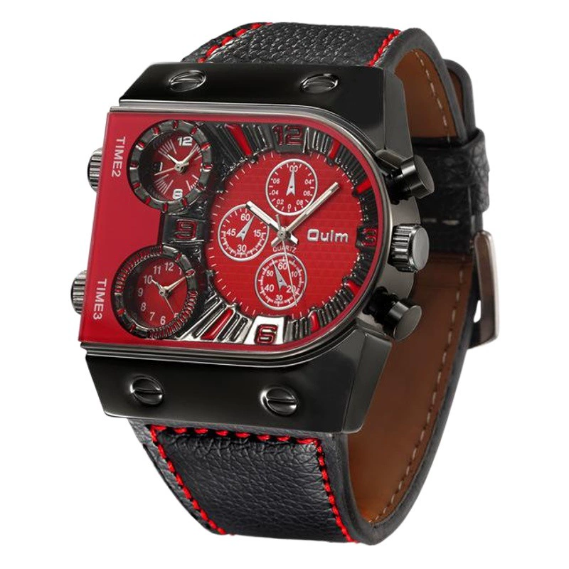 Oulm Европейский и Американский большой циферблат Мужские кварцевые часы Многочасовая модная индивидуальность кварцевый мужской ремень watch