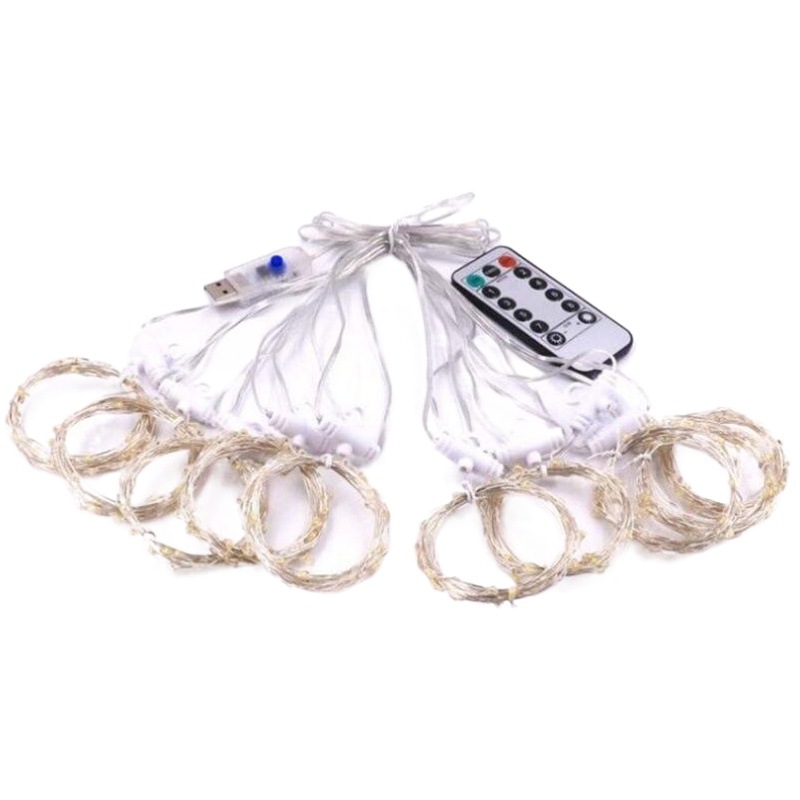 LED lámpara de alambre de cobre lámpara de cortina 3 * 3m lámpara de color cadena de lámpara de control remoto USB enchufable dormitorio sala de estar atmósfera festiva