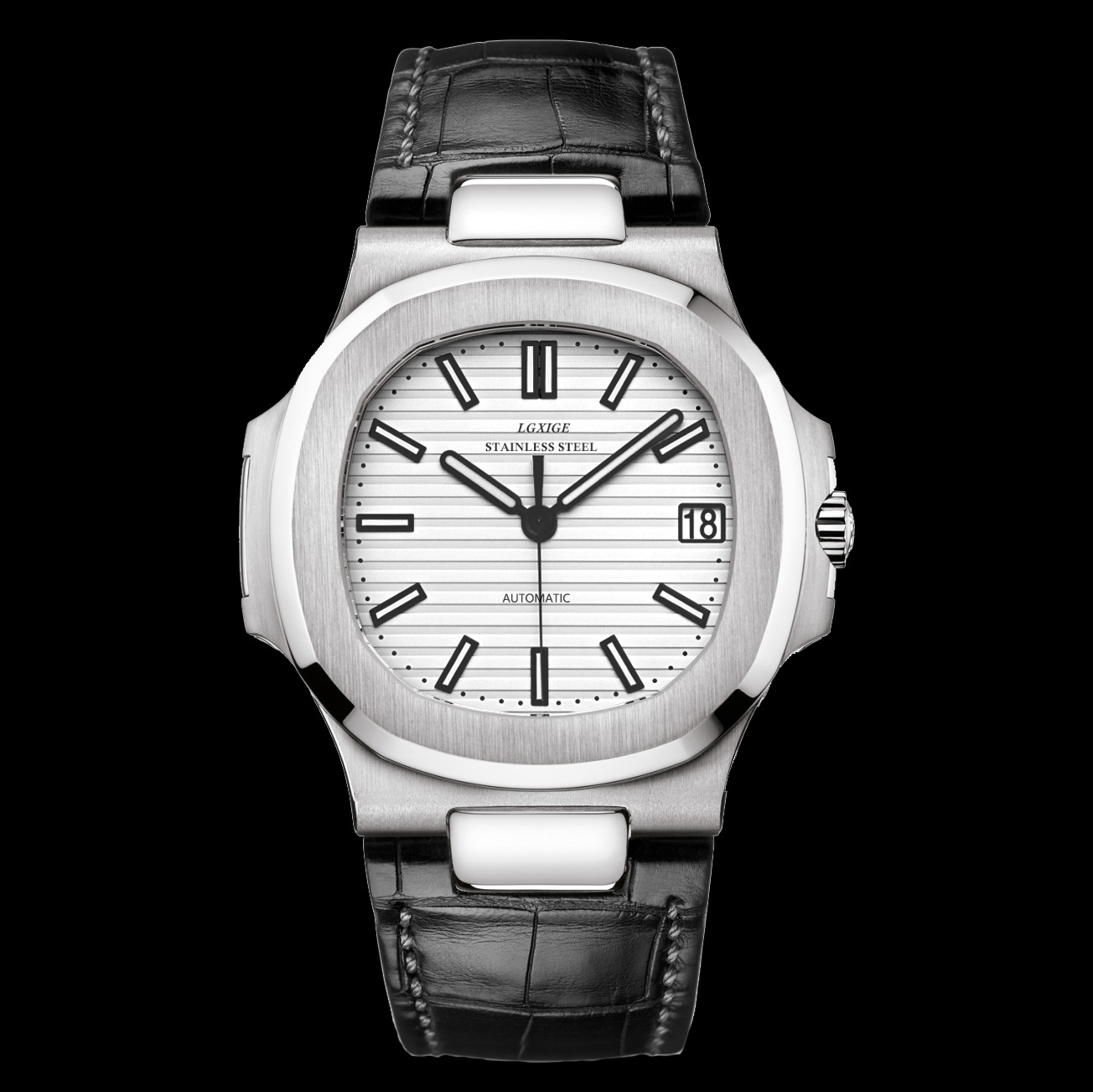 Men's Automatic Watch Genuine Leather Strap Mechanical Nautilus_voghion.com
