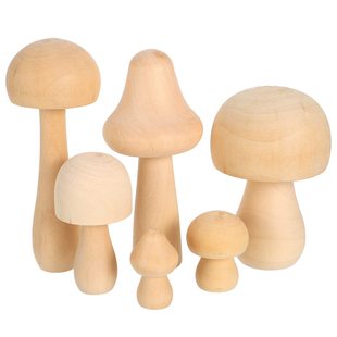 Wooden Mushroom Natural Paintable Wooden Mushroom Head Nail Doll Creative DIY Craft Painting Indoor Art Painting
