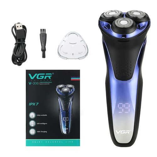 VGR306 Smart 3D Floating Electric Shaver Rechargeable Full Body Washable Shaver Three-Head Men's Beard Cutter