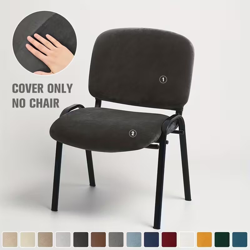 Thickened Silver Fox Velvet Household Folding Chair Cover Universal Yoga Conference Chair Hotel Large Split All-Inclusive Dining Chair Cover