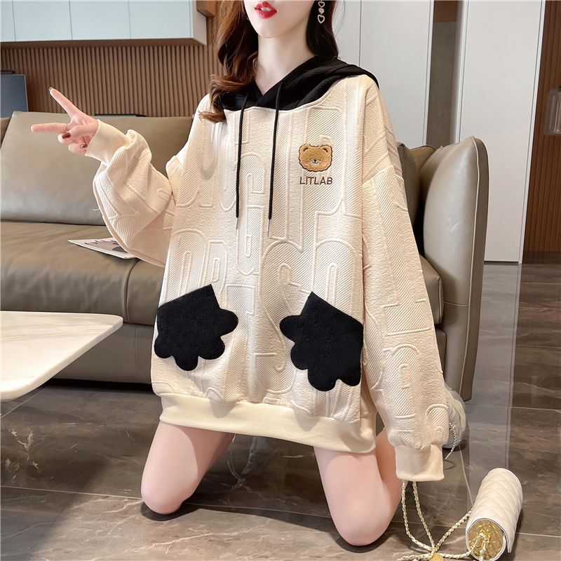 Early Spring Sweatshirt Women's Spring and Autumn Korean-style Loose Design Sense Niche Small People Thin Waffley Bear Coat