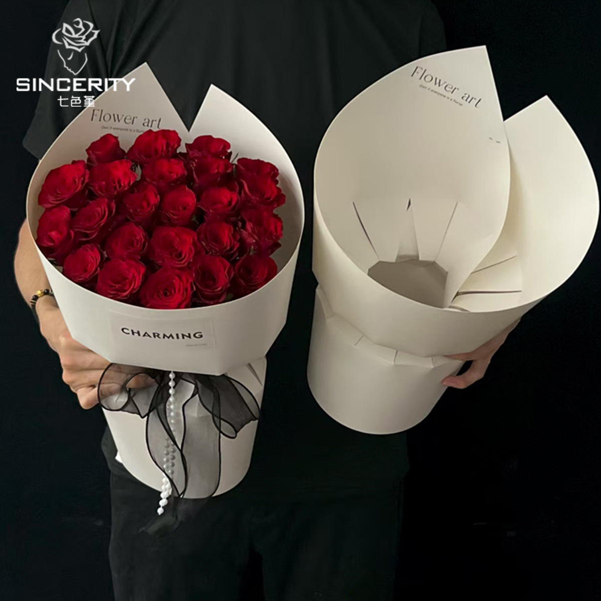 Cuatro colores cordier simple hoja de forma de ángulo agudo simple flor flor flor flor de paquete de decoración floral material de embalaje de arte floral