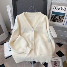 日系新款春季毛茸茸针织毛衣开衫女小个子学院风叠穿上衣女