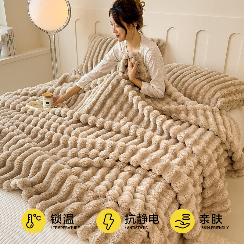 Manta de Felpa de Piel de Conejo, Manta para Siesta en la Oficina, Manta de Coral, Regalo, Manta Pequeña para Aire Acondicionado, Venta al Por Mayor