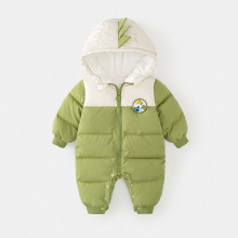 婴幼儿衣服冬季夹棉加厚棉衣男宝宝连体衣a类可爱恐龙小月龄棉服