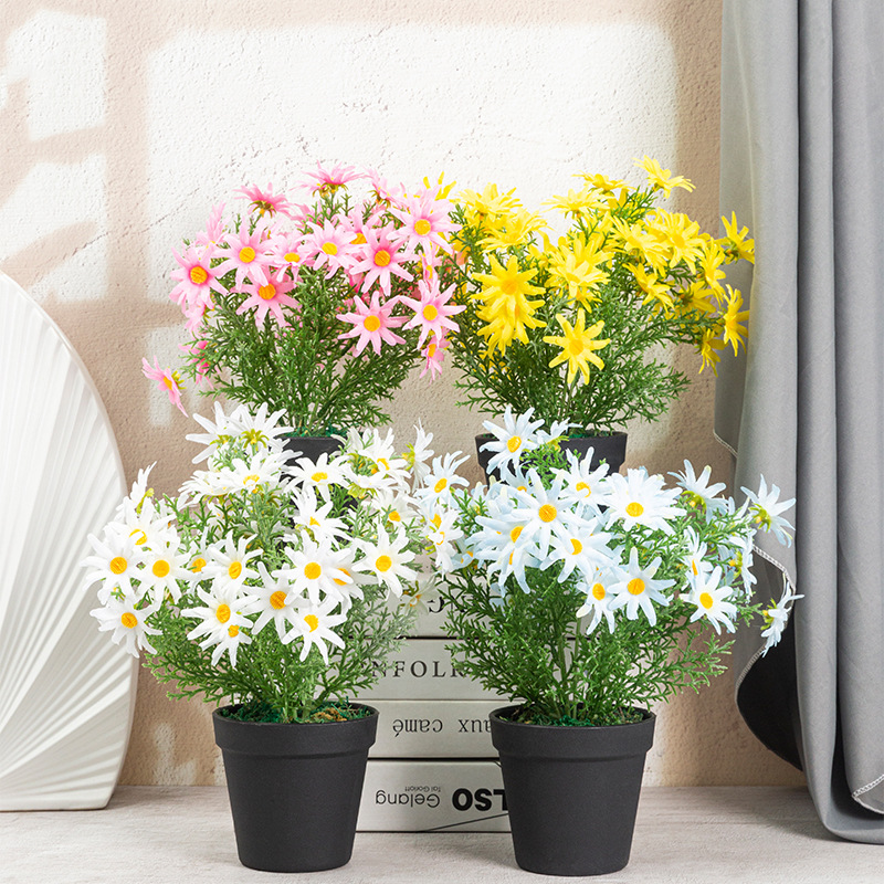 仿真绿植假花家居室内摆设装饰品仿真雏菊大丽菊盆栽仿真绿植摆件