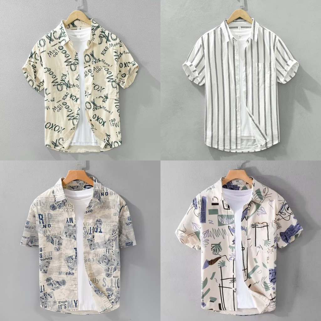 Japanese Tie-Dye Printed Short-Sleeve Shirt for Men, Summer Trendy Artistic Loose Casual High-End Men's Jacket