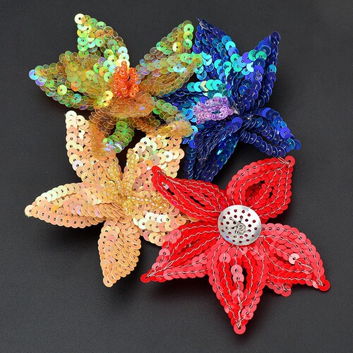 3D wire handmade beaded sparkly colored flowers cherry fabric patch fashion headband shoe flower bag accessory