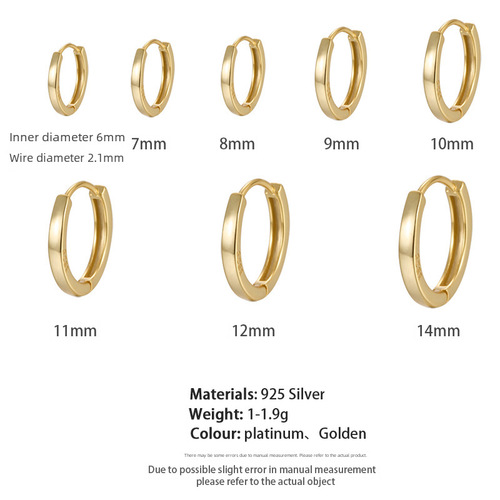 Cross-border exclusive round hoop 925 silver earrings, high-end ear clips, colored zirconia jewelry, wholesale for women