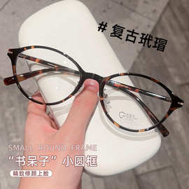 网红小红书同框书呆子玳瑁眼镜框批发女素颜风可配近视有度数眼镜