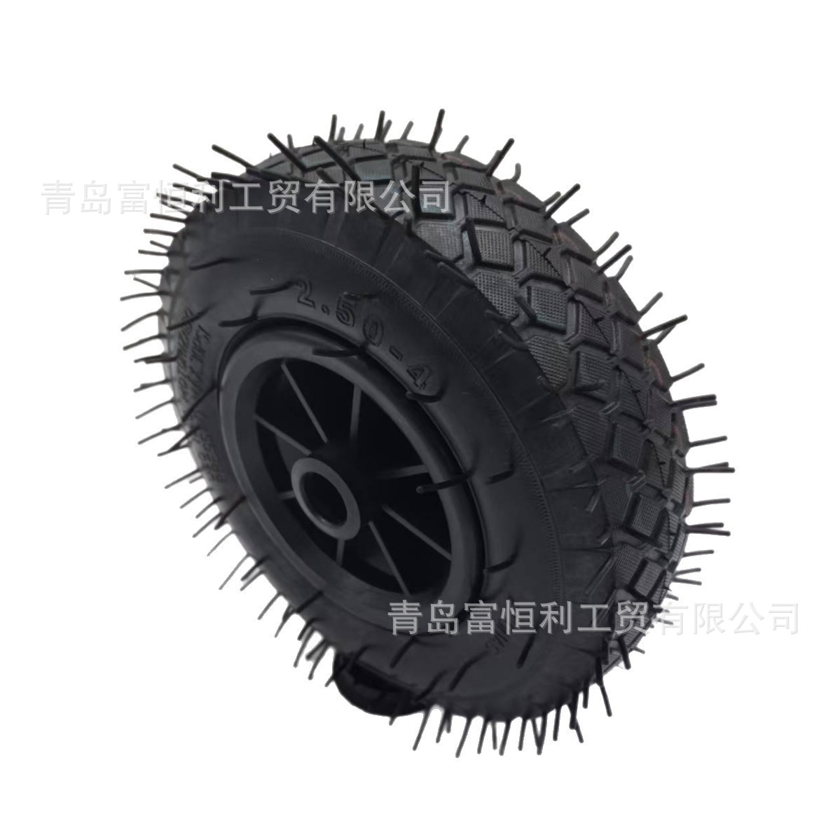8寸手推车充气轮子2.50-4耐磨方块花工具车翻斗车橡胶轮量大优惠