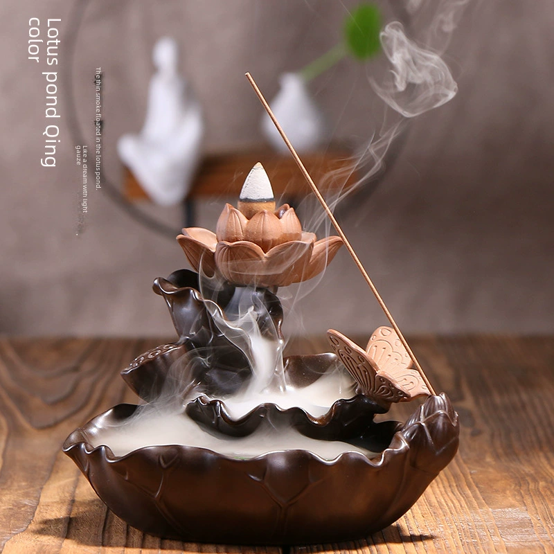 Поставки керамического аромафурна inverted incense burner creative lotus pond moonlight incense burner tea ceremony incense burner lotus lotus leaf
