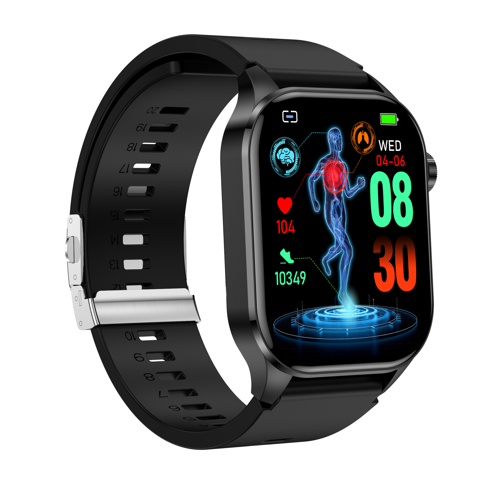 Unisex-Smartwatch mit EKG, Blutdruck- und Herzfrequenzmessung, 2,04-Zoll-AMOLED-Display, Schrittzähler, Business-Luxus-/Sport-Stil_voghion.com