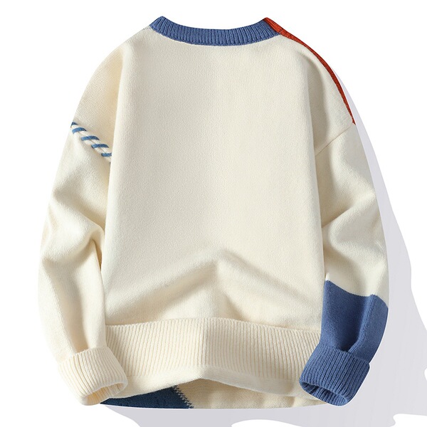 Japanese demi-season knitted sweater for leisure with a round collar