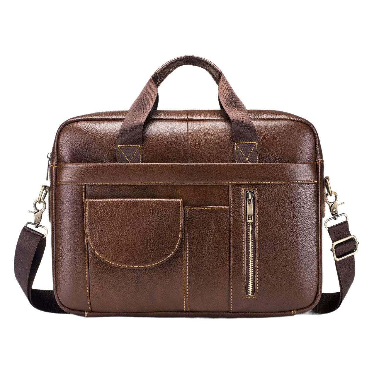 Men's leather briefcase Business Men's bag first layer cowhide large capacity crossbody shoulder men's large capacity computer bag
