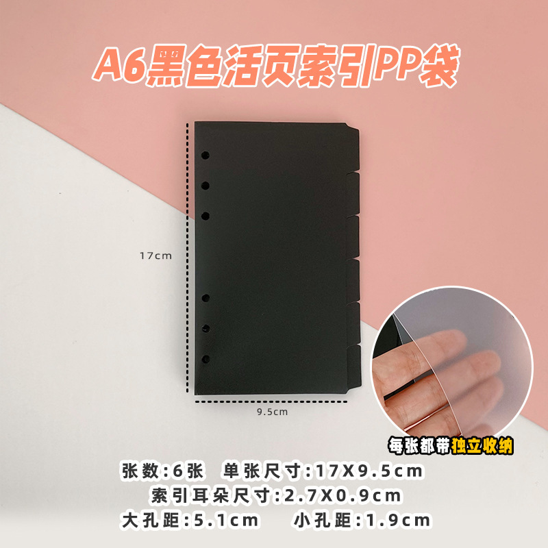 スポットクロスボーダー A5A6 バインダーノートブック学生アクセサリー取り外し可能なノートブック 6 穴現金予算 PP 袋|undefined