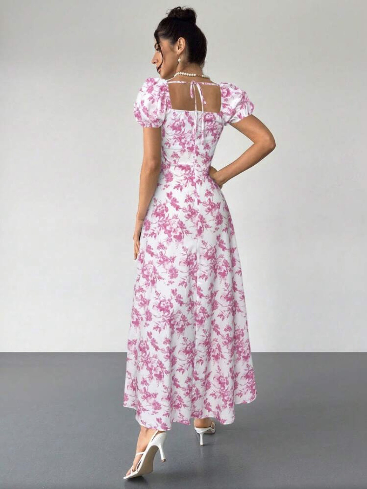 Women's Floral Print Short Sleeve Bodycon Flared Maxi Dress – Slim Fit Casual Summer Gown_ecoleips.com