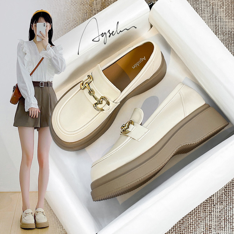 Augu Shi Deng estilo inglés zapatos de cuero para mujeres 2026 nueva primavera estudiantes japoneses estilo retro jk Lefour zapatos de moda