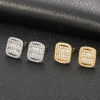 Square earrings for beloved, zirconium, universal silver needle, suitable for import, silver 925 sample, wholesale