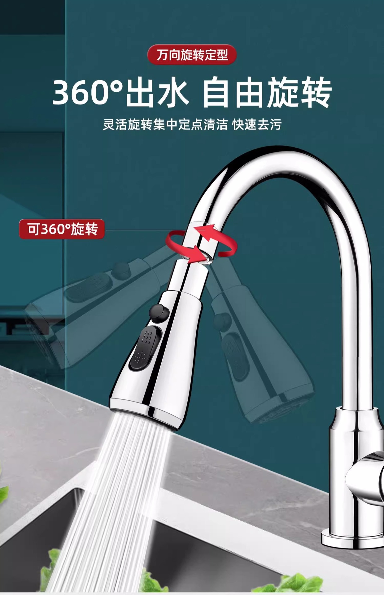 The universal splash-proof joint for kitchen faucet extenders is like a rotating bathroom sink bubble maker undefined
