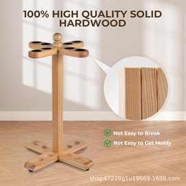 创意木质球杆收纳架落地式鱼竿整理架实木分格台球杆置物架