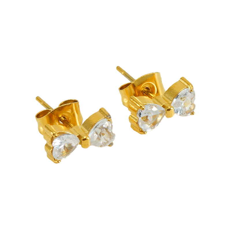 Pendientes de Moda Europeos y Americanos con Incrustaciones de Diamantes para Mujer, Acero Inoxidable, Circonita 18K, Lindos Pendientes de Lazo, Venta al por Mayor