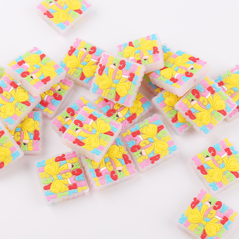 Productos para bebés cuadrados arco de goma de diente DIY creativo baby molar chupeta anti-caída accesorios de cadena