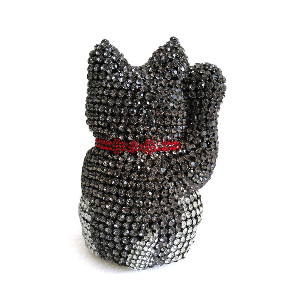 Seleccione estrictamente la bolsa de cena de diamantes de gato rico, bolsa de diamantes de metal hueco de dibujos animados para la fiesta de animales.