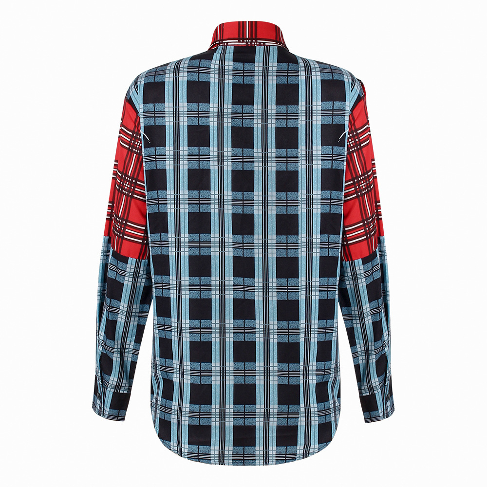 Plaid Casual Stitching Long-Sleeved Shirt Jacket NSKX108727