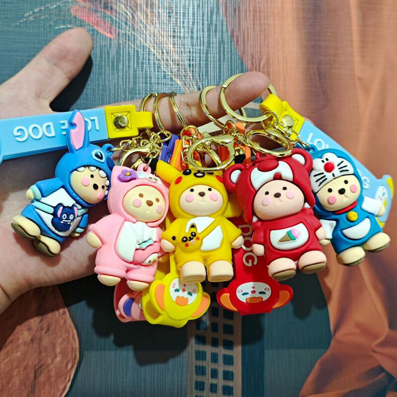 Cartoon Dress Bear Keychain Sanrio Girl Parchia Dog Couple Bag Pendant Doll Small Gift Wholesale