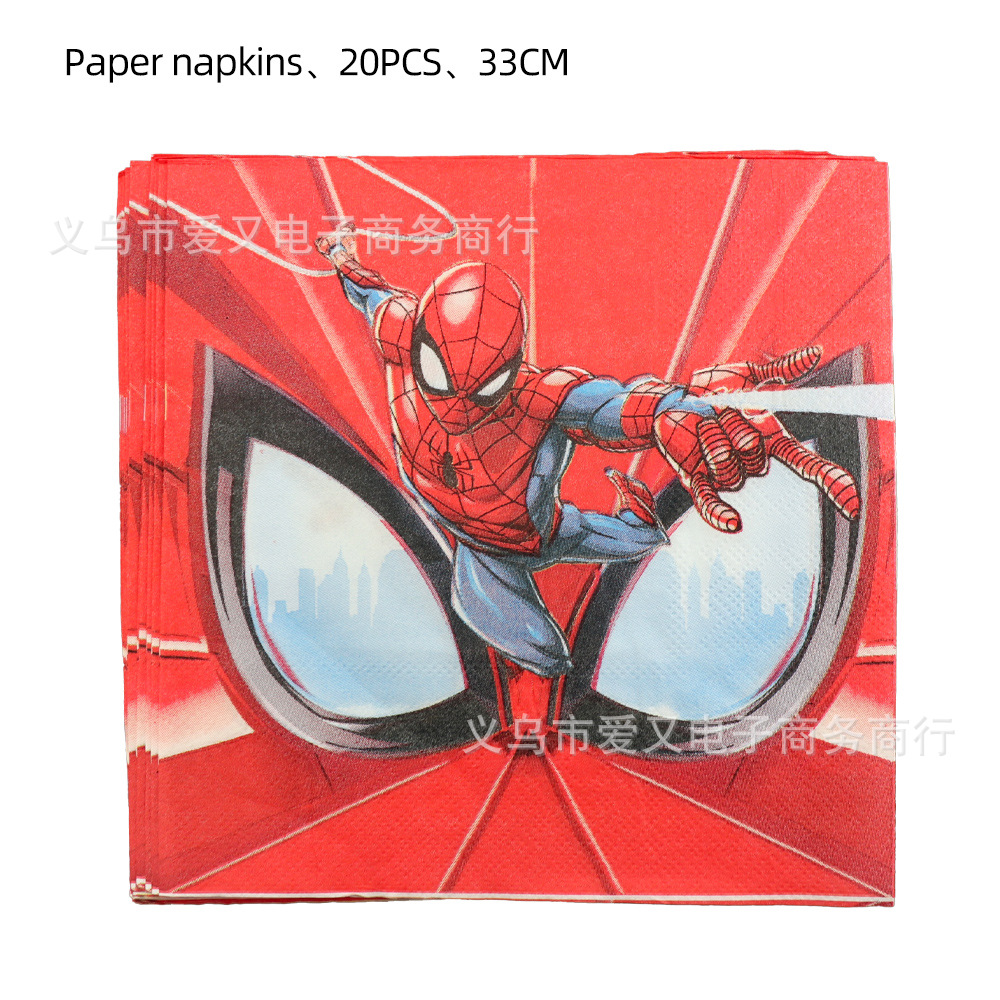 El hombre araña rojo Tema de cumpleaños plato de papel taza de papel cuchillo de tejido tenedor cuchara decoración del partido vajilla traje suministros