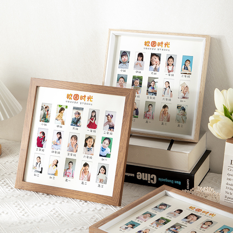 Customized growth record photo frame stand campus time ID photo frame kindergarten commemorative image frame wall custom Customized growth record photo frame stand campus time ID photo frame kindergarten commemorative image frame wall custom