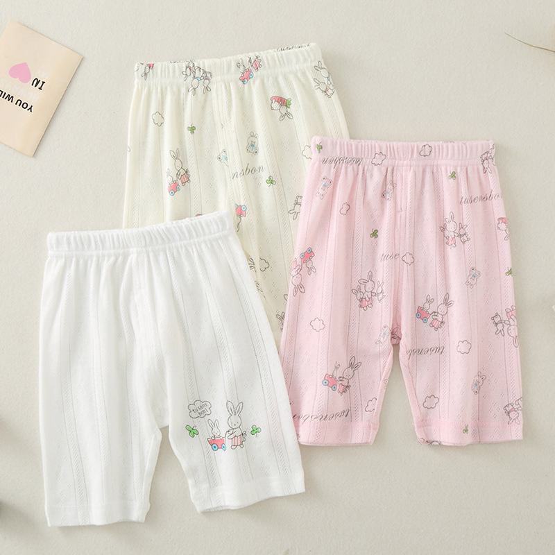 女童五分裤夏季薄款中裤子女孩可爱兔子打底裤纯棉宝宝居家休闲裤