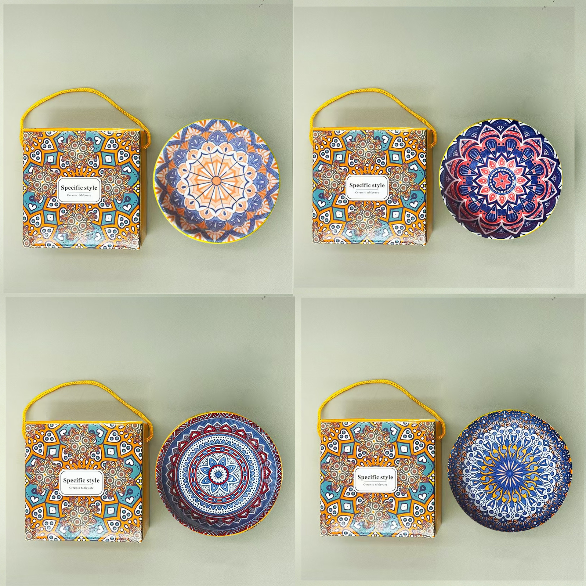 Bohemia tazón de cerámica para regalar tazón de regalo de desayuno transfronterizo tazón de postre esmaltado caja de regalo tazón de arroz image 6
