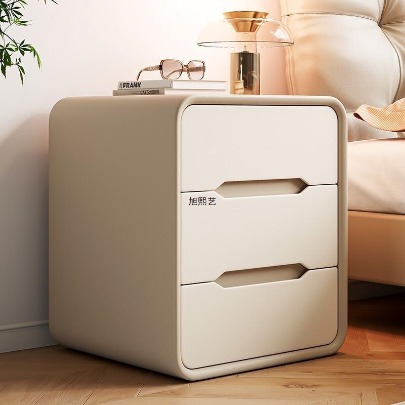 Solid Wood Bedside Table Bedroom Cream Style Simple Modern High-End Small Three-Drawer Bedside Storage Storage Cabinet