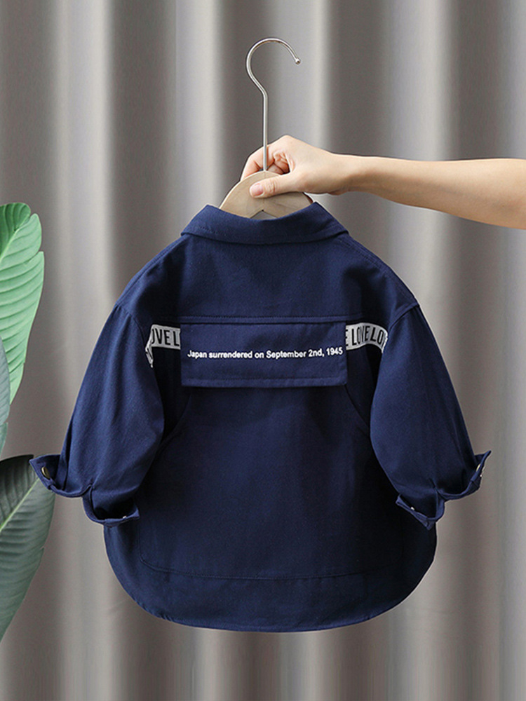 5897 Chaqueta de camisa para niños 2025 nueva ropa para niños Chaqueta de estilo occidental de estilo coreano para niños Top de primavera y otoño para bebés