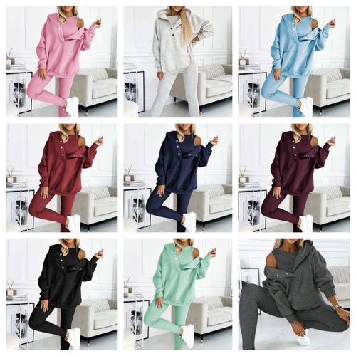 Women's Sporty Casual Hooded Sweatshirt, Ribbed Slim-Fit Vest, and Pants – 3-Piece Set