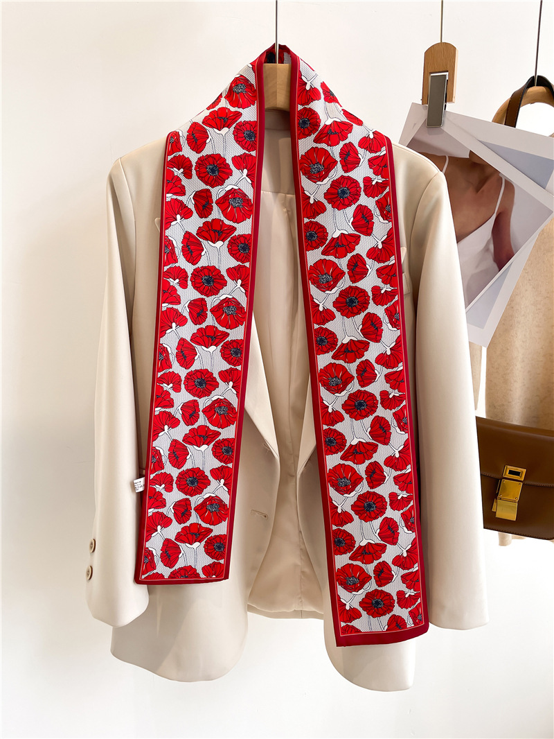 Sciarpa alla moda, cintura, sciarpa, nastro, decorazione per borsa legata, piccola fascia per capelli lunga, sciarpa di seta, donna bifacciale_voghion.com