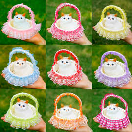 仿真猫咪会叫花篮小猫动物仿真模型儿童玩具玩偶小猫摆件生日礼物