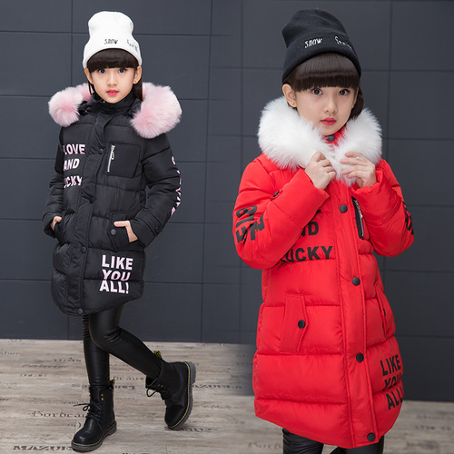Korean-style mid-length cotton-padded coat for girls, winter cotton-padded jacket for children, cotton-padded jacket for babies—wholesale dropshipping available for foreign trade children’s clothing.